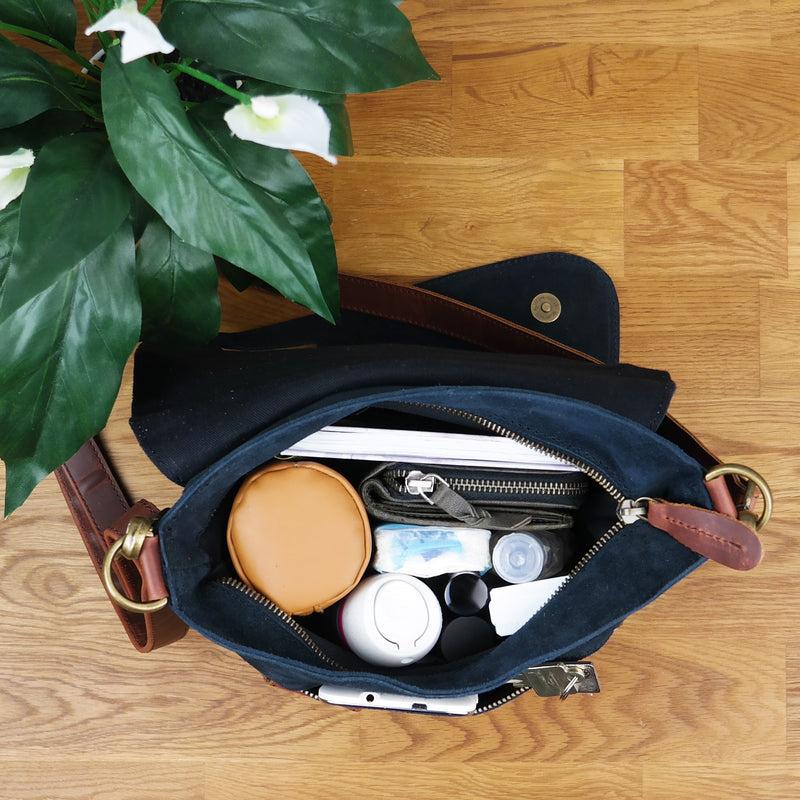 Leconi Umhängetasche Ledertasche Damen Schultertasche Wildleder anthrazit LE3027 Exklusivangebot