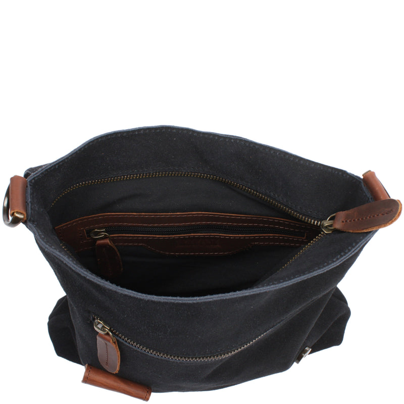 Leconi Umhängetasche Ledertasche Damen Schultertasche Wildleder anthrazit LE3027 Exklusivangebot