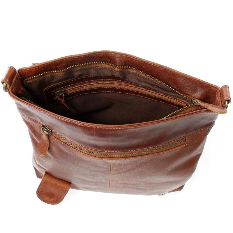 Leconi Umhängetasche Ledertasche Damen Schultertasche Leder braun LE3073 Preisnachlass