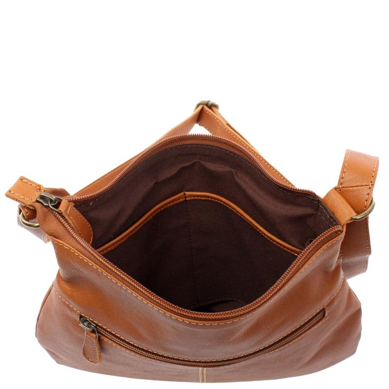 Leconi kleine Umhängetasche Damentasche Leder cognac LE0070 Saisonschlussverkauf