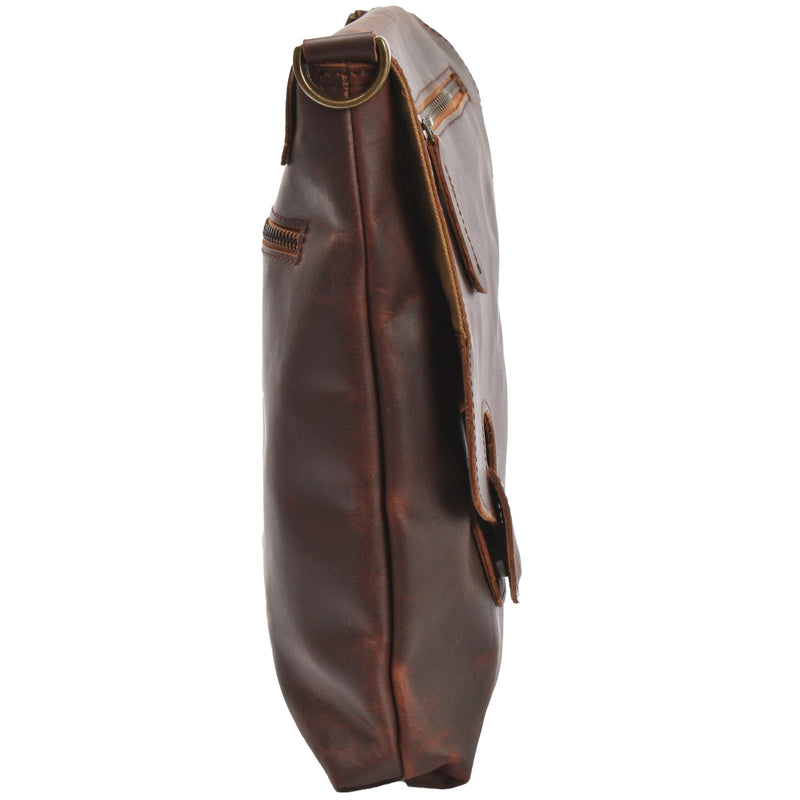 Leconi Umhängetasche Ledertasche Schultertasche Leder braun LE3027 Black Friday