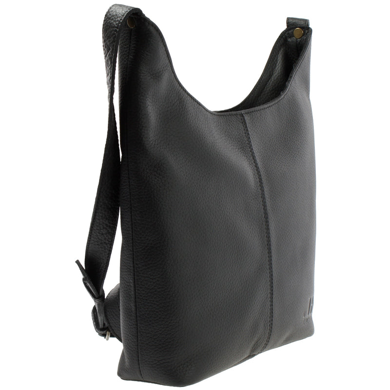 Leconi mittlere Umhängetasche Schultertasche Beuteltasche Damentasche Leder schwarz LE0072 Cyber Monday