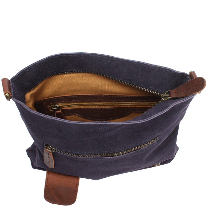 Leconi Umhängetasche Ledertasche Damen Schultertasche Wildleder navy LE3027 Osterangebot
