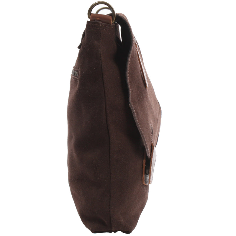 Leconi Umhängetasche Ledertasche Damen Schultertasche Wildleder dunkelbraun LE3027 Vatertagsangebot