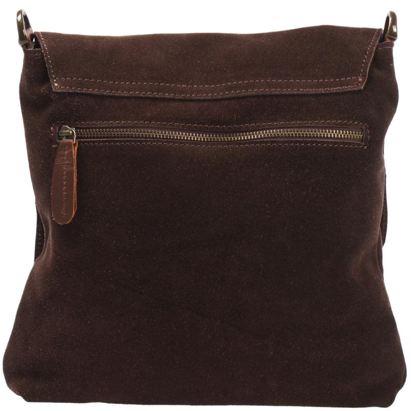 Leconi Umhängetasche Ledertasche Damen Schultertasche Wildleder dunkelbraun LE3027 Vatertagsangebot