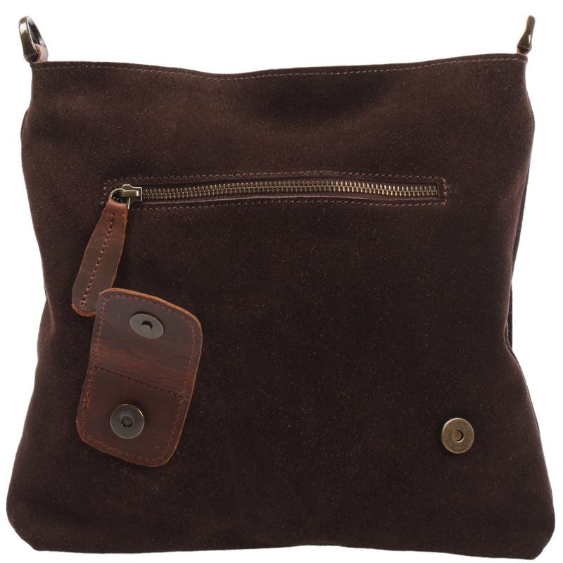 Leconi Umhängetasche Ledertasche Damen Schultertasche Wildleder dunkelbraun LE3027 Vatertagsangebot