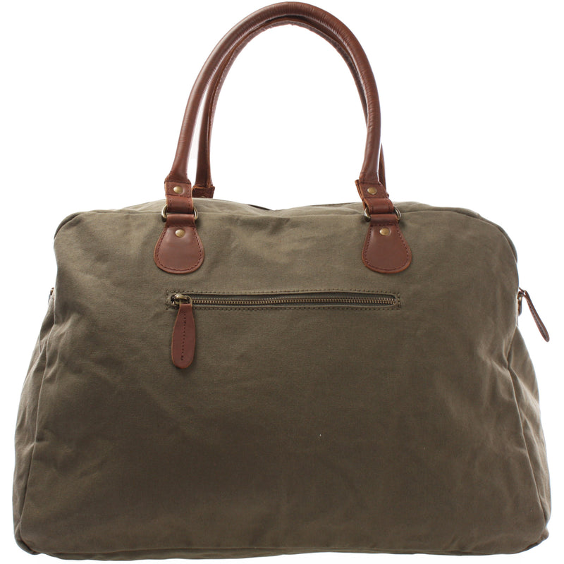 Leconi Weekender Handgepäck Reisetasche Canvas Leder grün LE2012 Exklusive Angebote