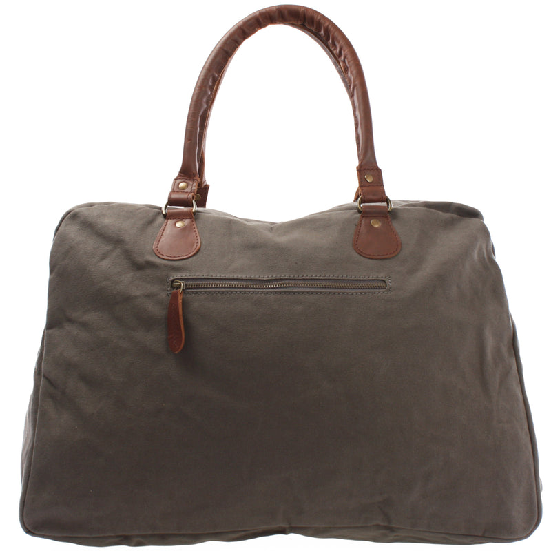 Leconi Reisetasche Weekender Handgepäck Canvas Leder grau LE2012 Blitzangebot