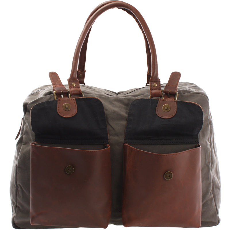 Leconi Reisetasche Weekender Handgepäck Canvas Leder grau LE2012 Blitzangebot