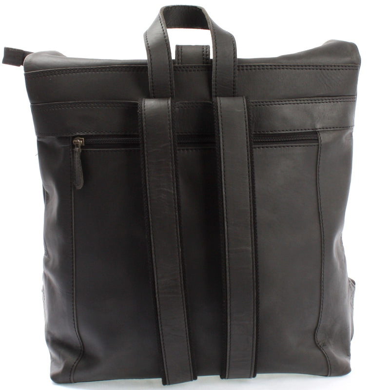 Leconi Roll Top Freizeitrucksack Rucksack Leder dunkelgrau LE1034 Große Rabatte