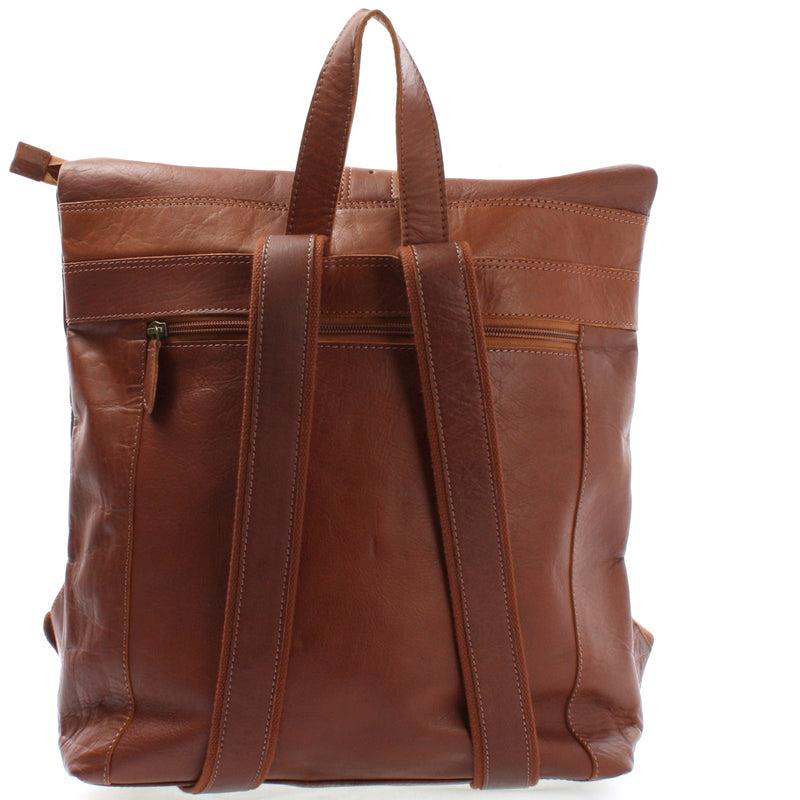 Leconi Roll Top Lederrucksack Lederrucksack DIN A4 Leder braun LE1034 Neuheiten