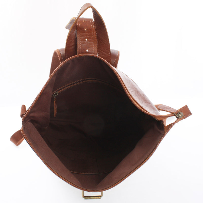 Leconi Roll Top Lederrucksack Lederrucksack DIN A4 Leder braun LE1034 Neuheiten