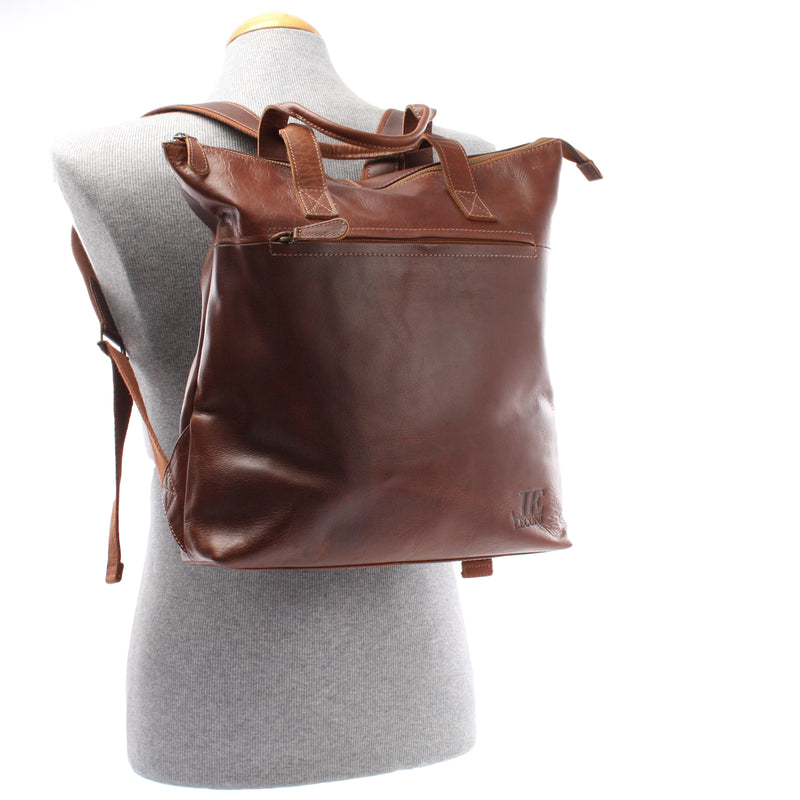 Leconi Lederrucksack Cityrucksack Freizeitrucksack Leder braun LE1033 Bestseller