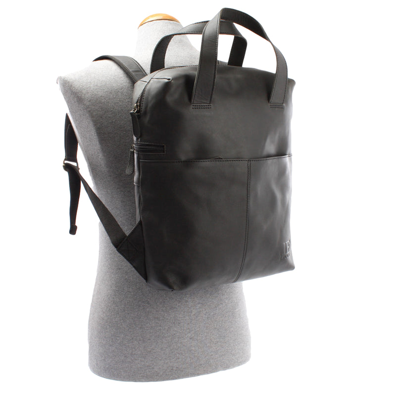 Leconi Stadtrucksack Lederrucksack Leder dunkelgrau LE1023 Räumungsverkauf