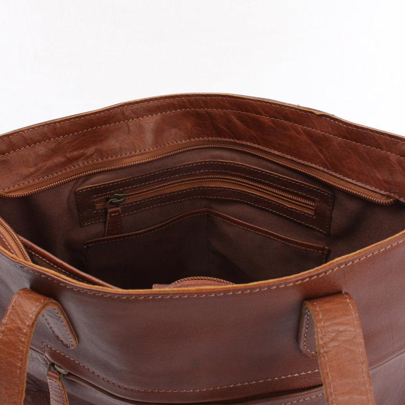 Leconi Schultertasche Damentasche DIN A4 Leder braun LE0071 Tägliche Deals