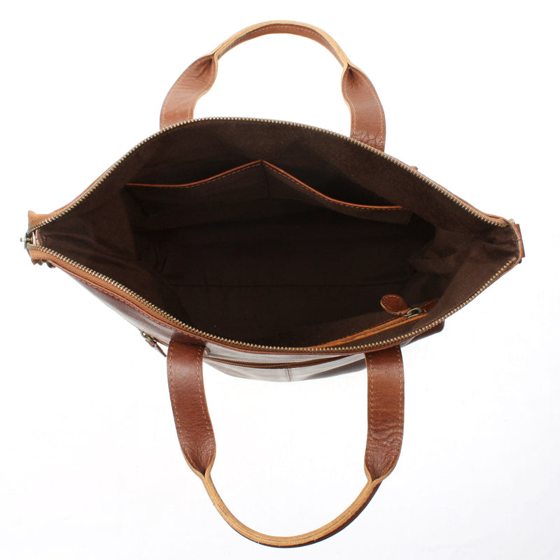 Leconi großer Shopper Henkeltasche Damentasche Leder braun LE0069 VIP-Rabatte