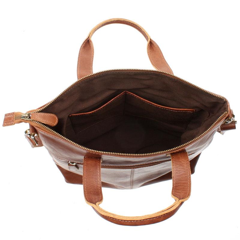 Leconi Damentasche Umhängetasche Henkeltasche Leder braun LE0068 Tiefpreis