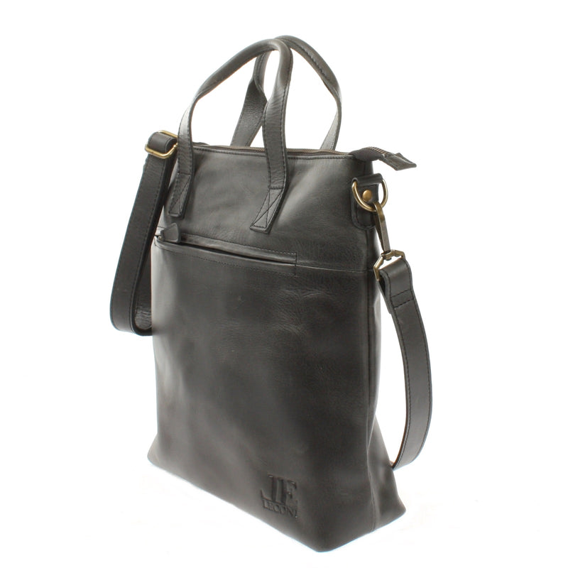 Leconi Damentasche Umhängetasche Ledertasche Leder dunkelgrau LE0068 Super Sparpreis