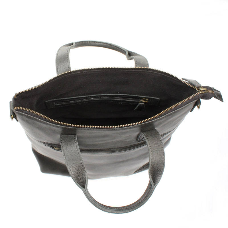 Leconi Damentasche Umhängetasche Ledertasche Leder dunkelgrau LE0068 Super Sparpreis
