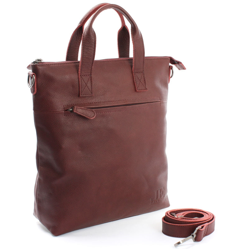 Leconi Henkeltasche Umhängetasche Damentasche Leder bordeaux LE0068 Wochenangebot