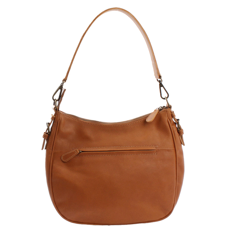 Leconi Schultertasche Ledertasche Handtasche Leder cognac LE0063 Kostenlose Rückgabe
