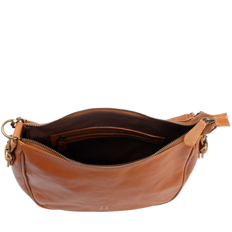 Leconi Schultertasche Ledertasche Handtasche Leder cognac LE0063 Kostenlose Rückgabe