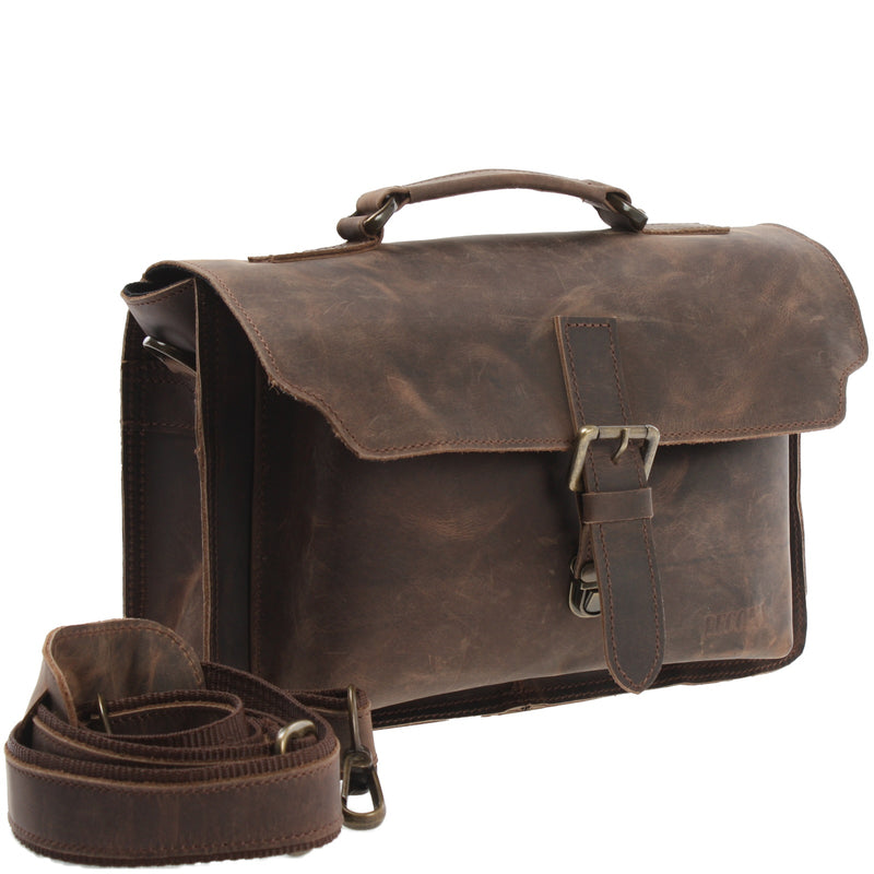 Leconi kleine Umhängetasche Schultertasche Damen Herren Leder schlamm LE3023 Neueste Stile