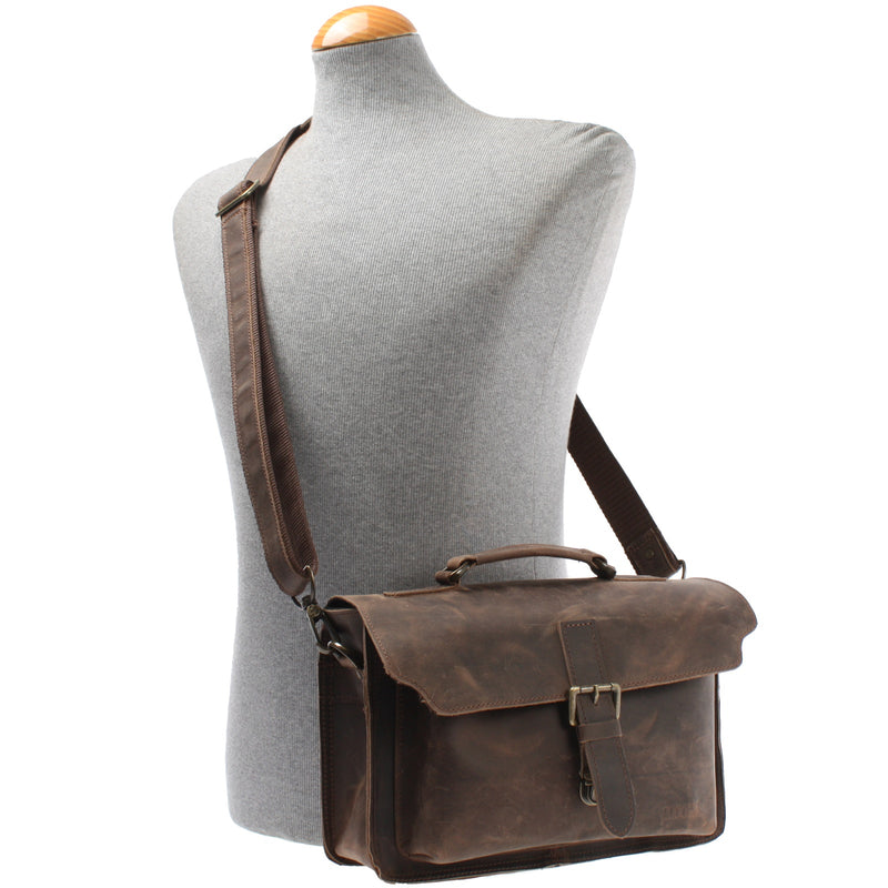 Leconi kleine Umhängetasche Schultertasche Damen Herren Leder schlamm LE3023 Neueste Stile