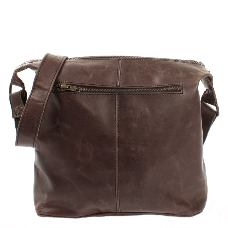 Leconi Umhängetasche Schultertasche Damentasche Ledertasche Leder dunkel-taupe LE3076 Letzte 2 Tage