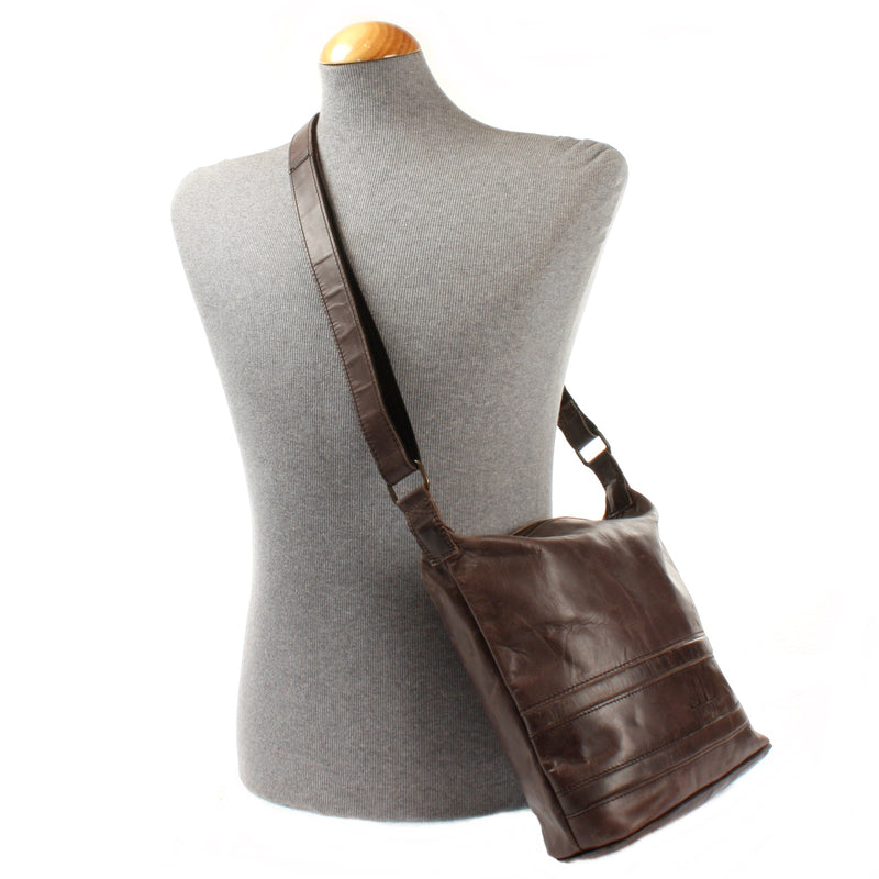 Leconi Umhängetasche Schultertasche Damentasche Ledertasche Leder dunkel-taupe LE3076 Letzte 2 Tage
