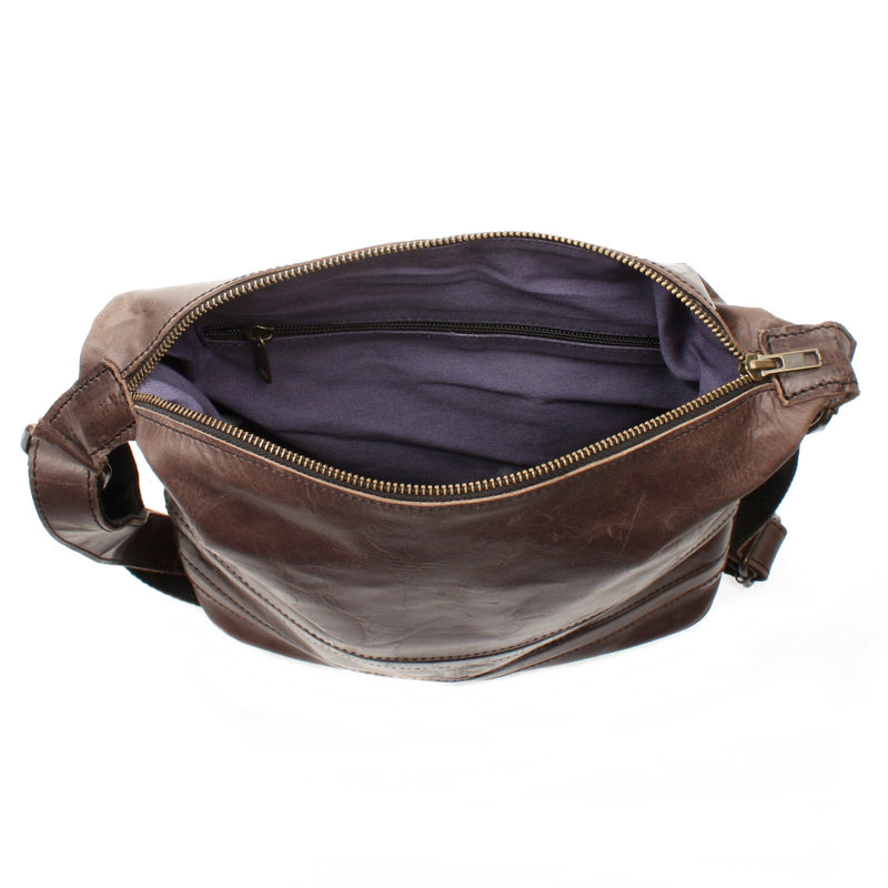 Leconi Umhängetasche Schultertasche Damentasche Ledertasche Leder dunkel-taupe LE3076 Letzte 2 Tage