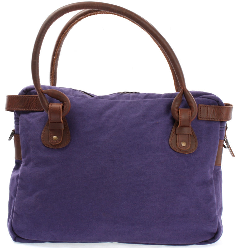 Leconi Schultertasche Henkeltasche Damentasche Handtasche Leder Canvas lila LE0050 Letzter Tag