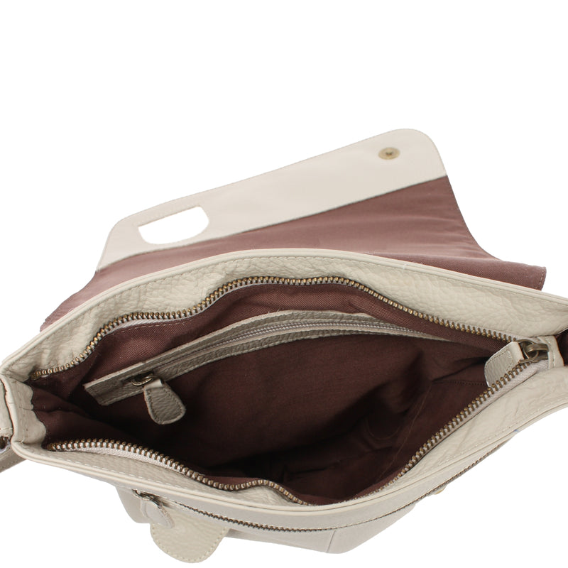Leconi Umhängetasche Ledertasche Damen Schultertasche Leder beige LE3073 Zeitbegrenzte Promotion
