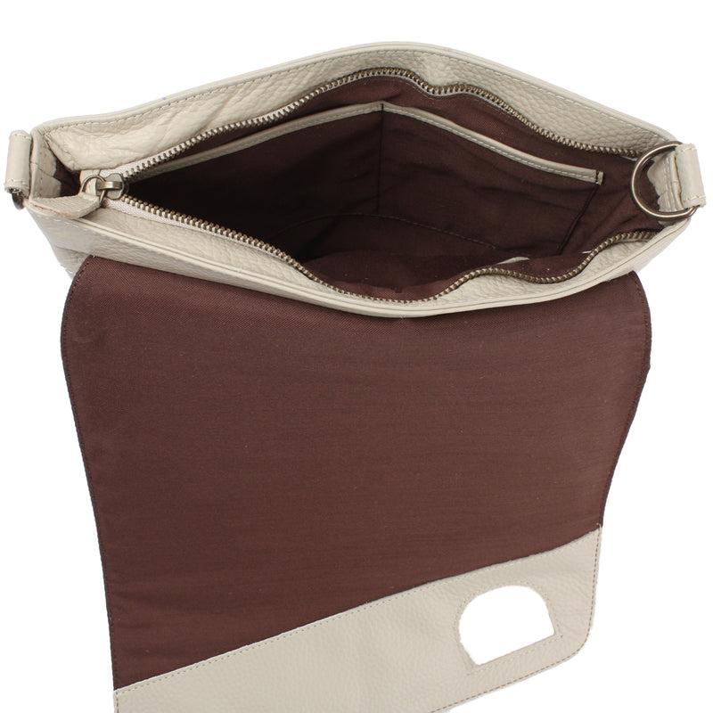 Leconi Umhängetasche Ledertasche Damen Schultertasche Leder beige LE3073 Zeitbegrenzte Promotion