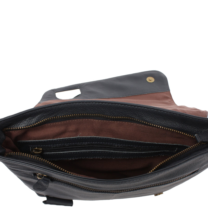 Leconi Umhängetasche Ledertasche Damen Schultertasche Leder navy LE3073 Bis zu 50% Rabatt