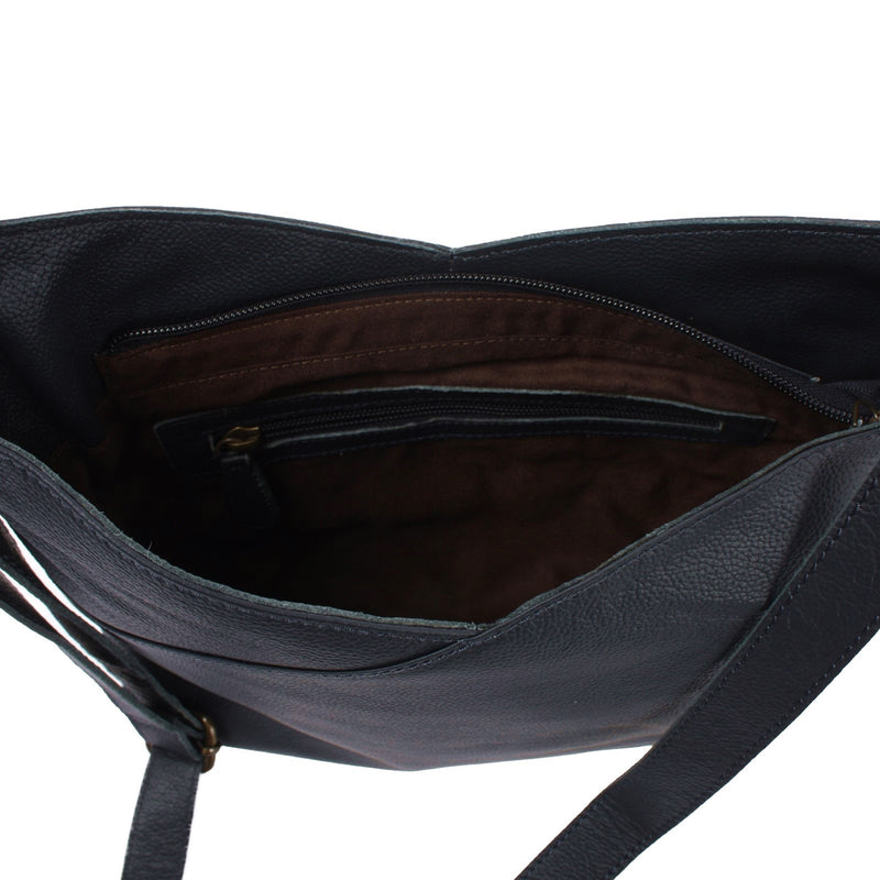 Leconi Damentasche Umhängetasche Handtasche Leder navy LE0065 Nur für heute