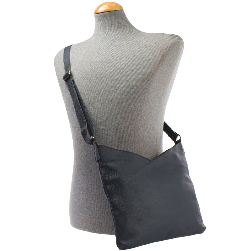 Leconi Damentasche Umhängetasche Handtasche Leder navy LE0065 Nur für heute