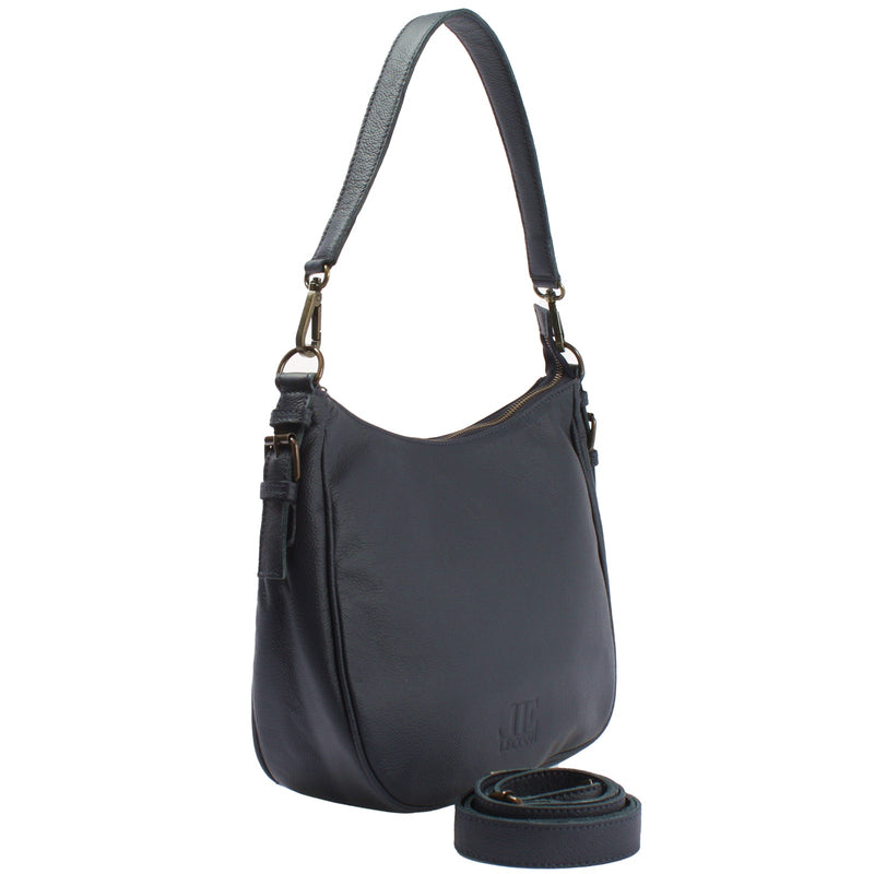 Leconi Schultertasche Ledertasche Damentasche Leder navy LE0063 Sonderangebot der Fabrik