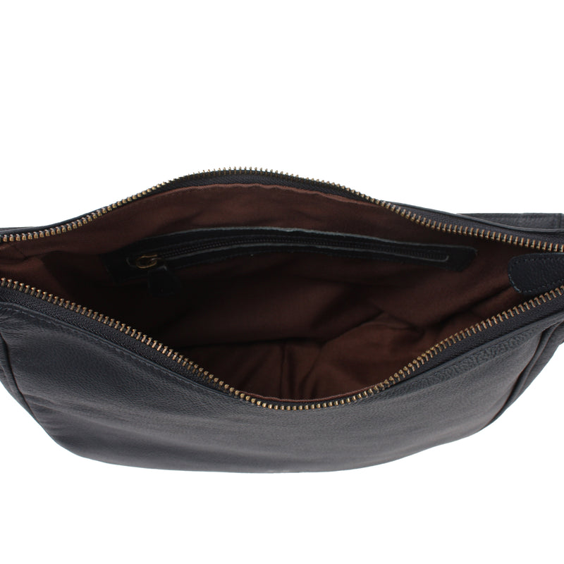 Leconi Schultertasche Ledertasche Damentasche Leder navy LE0063 Sonderangebot der Fabrik