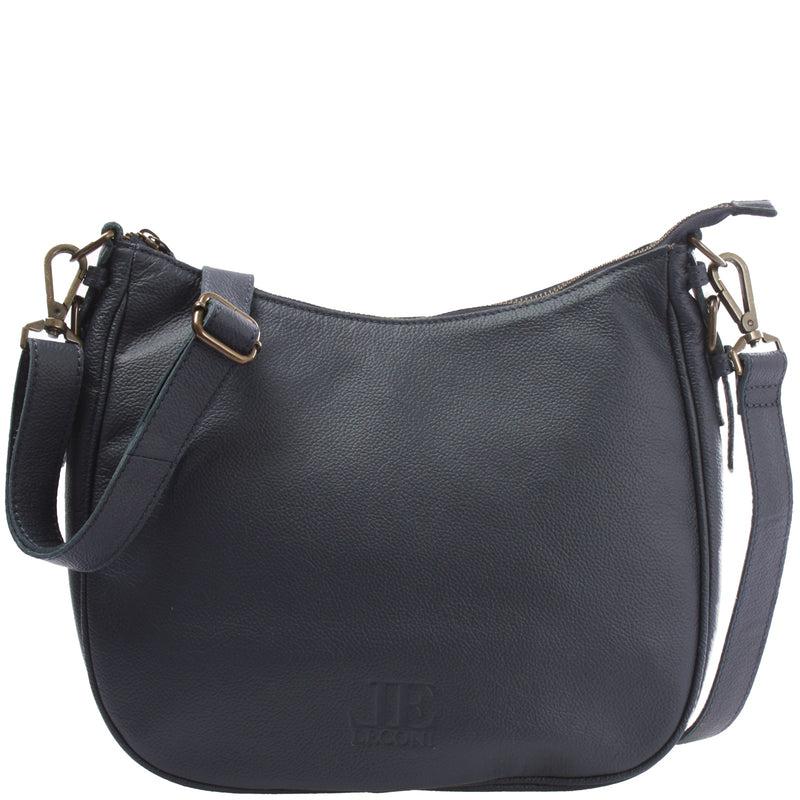 Leconi Schultertasche Ledertasche Damentasche Leder navy LE0063 Sonderangebot der Fabrik
