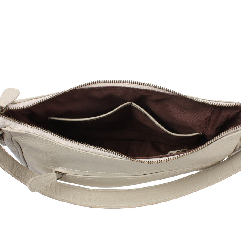 Leconi Schultertasche Ledertasche Damentasche Leder beige LE0063 Vierteljährliche Förderung