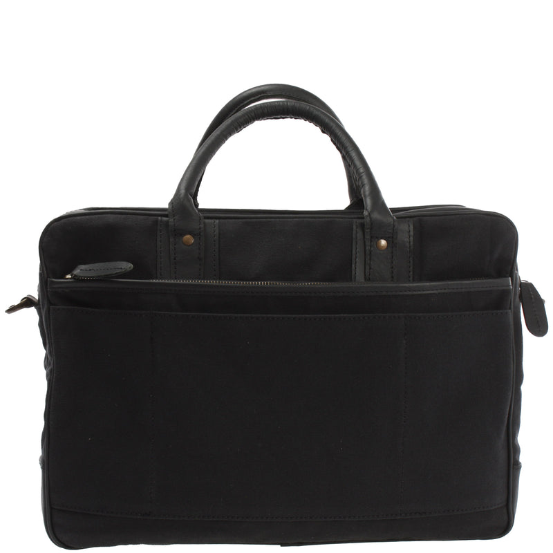Leconi Aktentasche Handgepäck Trolleytasche Canvas Leder schwarz LE3066 Nur noch ein Tag übrig