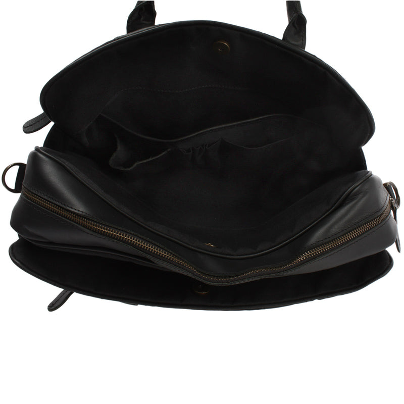 Leconi Aktentasche Handgepäck Trolleytasche Canvas Leder schwarz LE3066 Nur noch ein Tag übrig