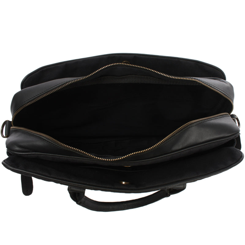 Leconi Aktentasche Handgepäck Trolleytasche Canvas Leder schwarz LE3066 Nur noch ein Tag übrig