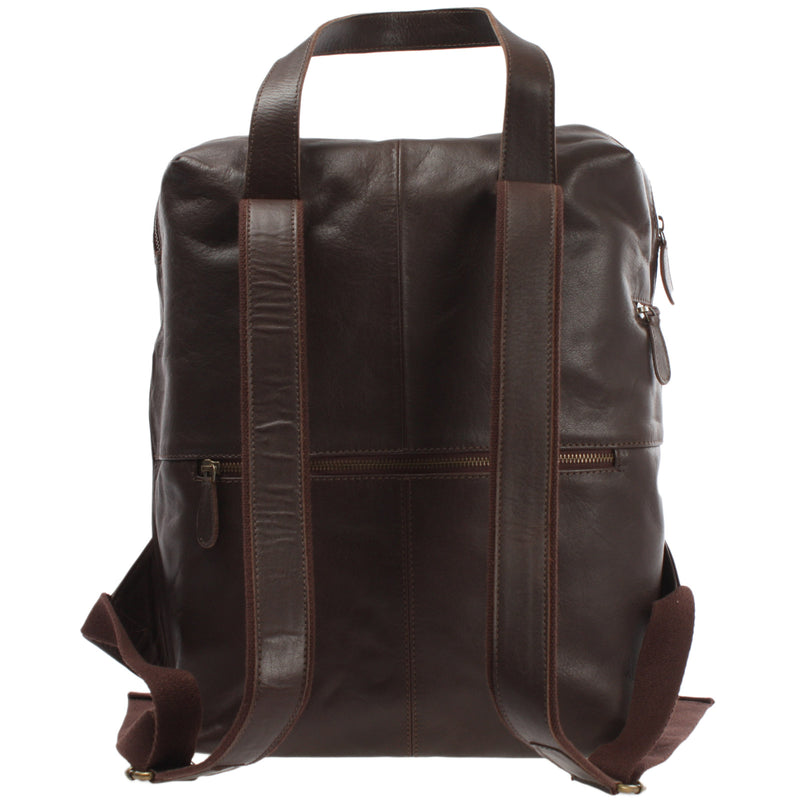 Leconi großer Rucksack Lederrucksack Freizeitrucksack Damen Herren Leder dunkelbraun LE1020 Super Rabatt