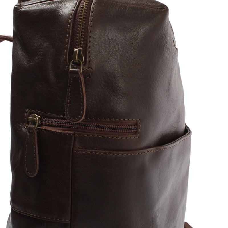 Leconi großer Rucksack Lederrucksack Freizeitrucksack Damen Herren Leder dunkelbraun LE1020 Super Rabatt