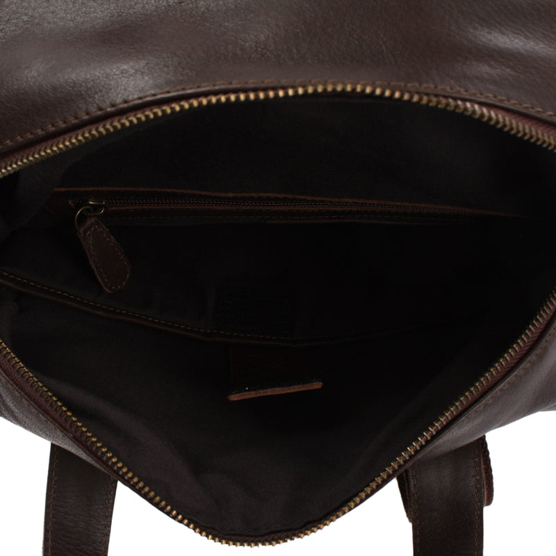 Leconi großer Rucksack Lederrucksack Freizeitrucksack Damen Herren Leder dunkelbraun LE1020 Super Rabatt