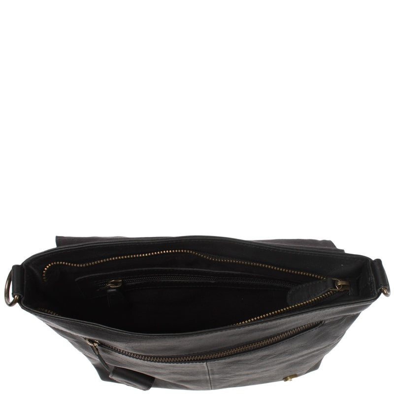 Leconi Umhängetasche Ledertasche Damen Schultertasche Leder schwarz LE3073 Riesige Rabatte