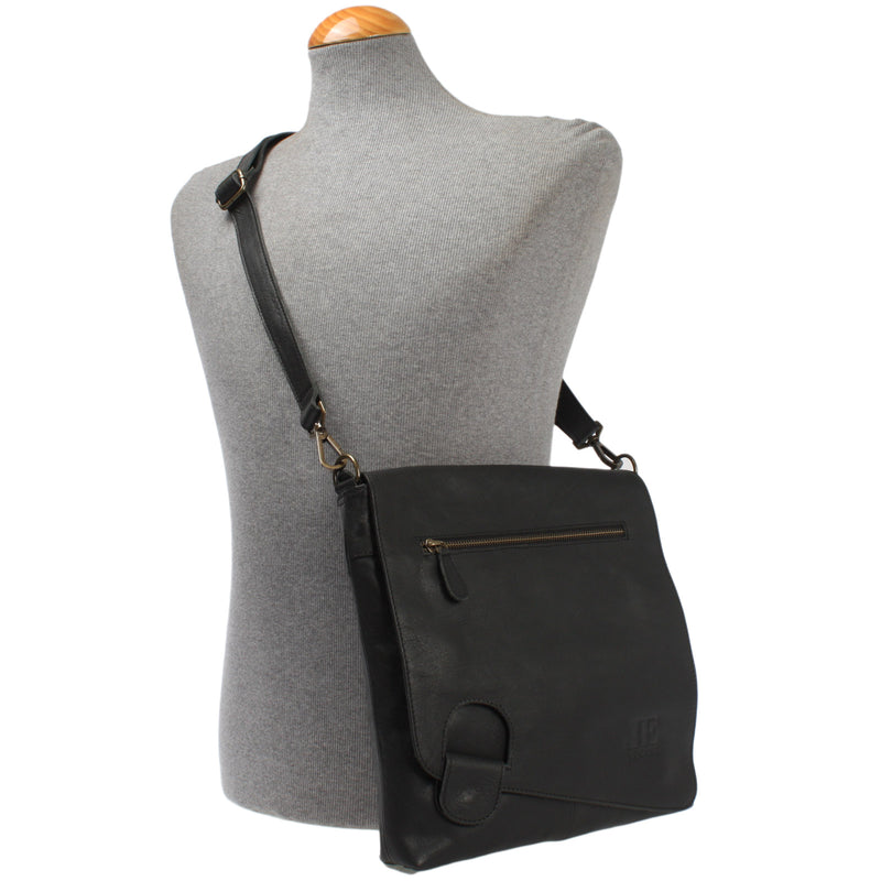 Leconi Umhängetasche Ledertasche Damen Schultertasche Leder schwarz LE3073 Riesige Rabatte