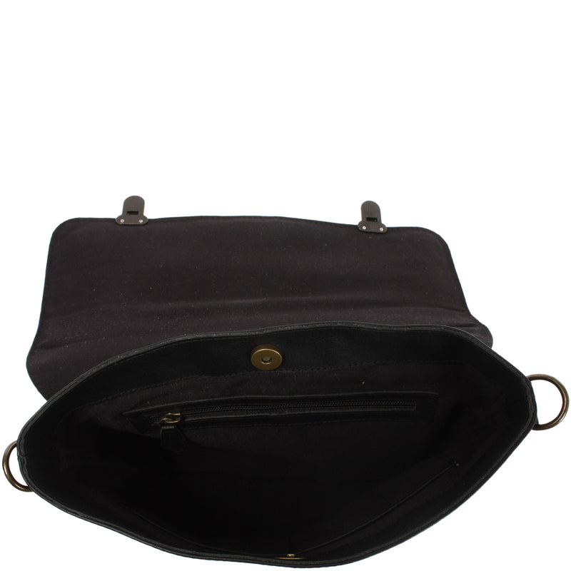 Leconi kleine Umhängetasche Schultertasche Damen und Herren Leder schwarz LE3079 50% Rabatt mit kostenlosem Versand